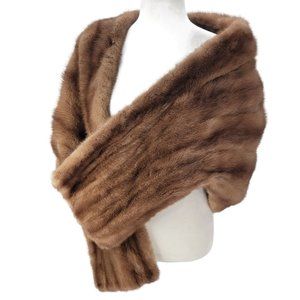 Mink Fur Scarf Wrap Vintage Shawl 1950s Jacket Coat Stole Real Shoulder Collar